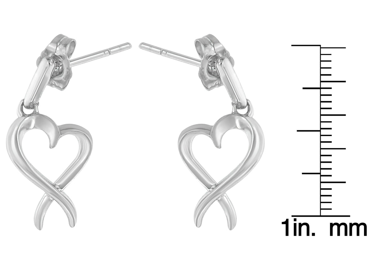 Sterling Silver Dangle-Heart Earrings