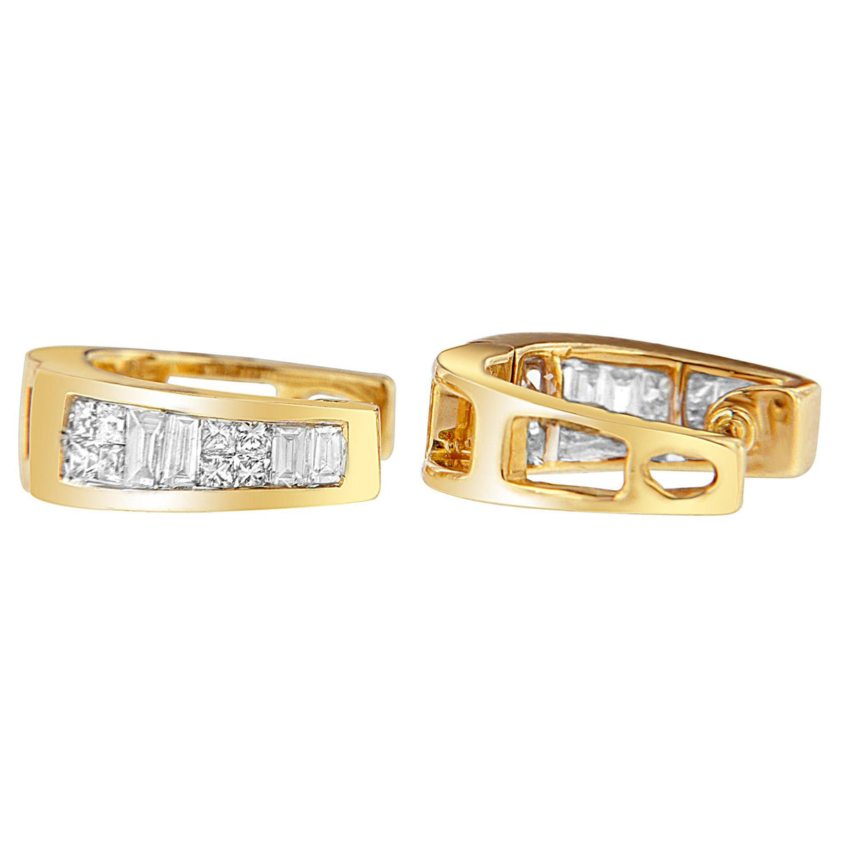 14k Yellow Gold 1/2ct TDW Princess and Baguette Diamond Earrings (I-J,VS1-VS2)