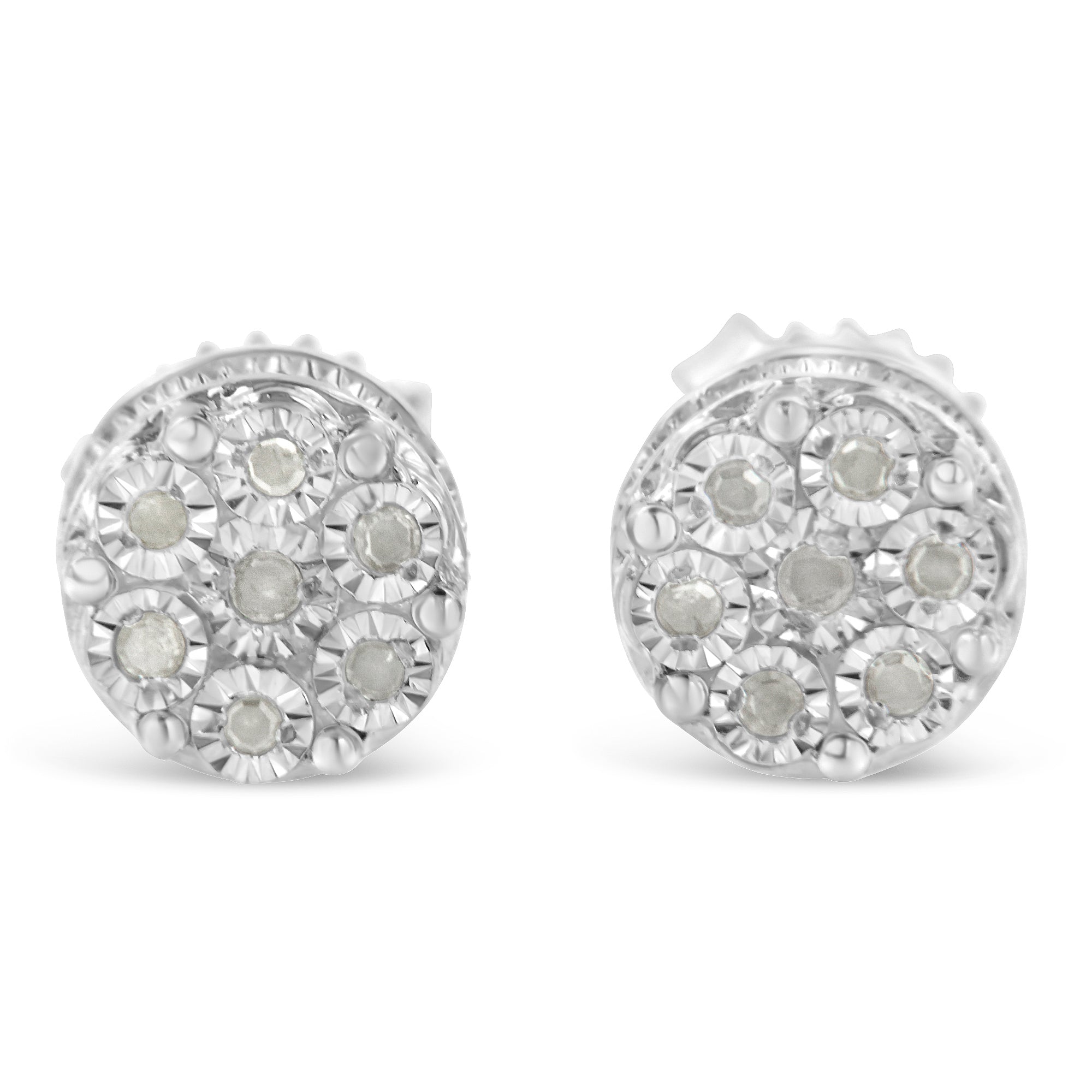 Sterling-Silver-Diamond-Cluster-Stud-Earrings-(0.15-Cttw,-I-J-Color,-I3-Clarity)-Earrings