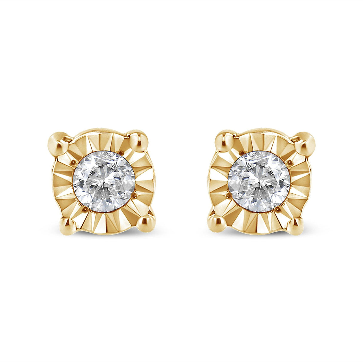 .925 Sterling Silver 1/10 Cttw Round Brilliant-Cut Diamond Miracle-Set Stud Earrings