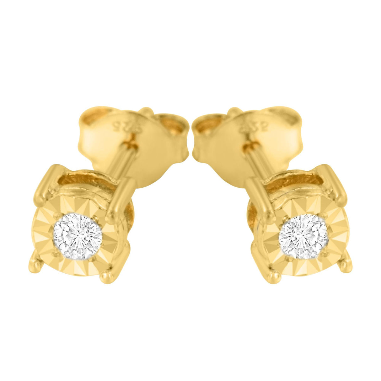 .925 Sterling Silver 1/10 Cttw Round Brilliant-Cut Diamond Miracle-Set Stud Earrings