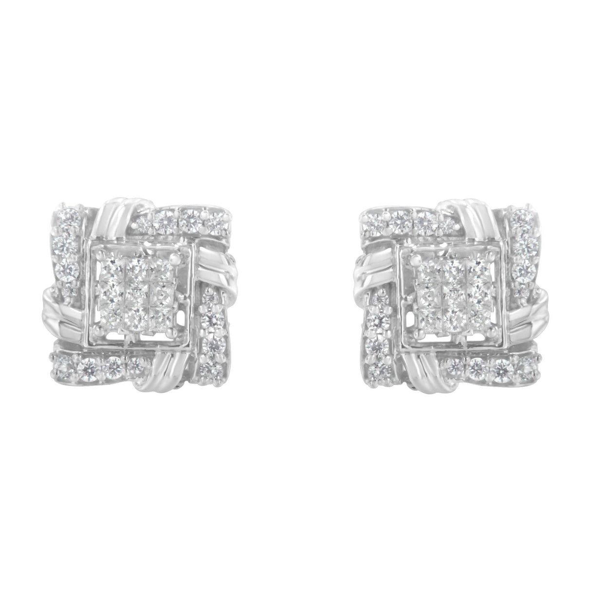 .925 Sterling Silver 1/2 Cttw Round-Cut Diamond Stud Earrings (I-J Color, I1-I2 Clarity)