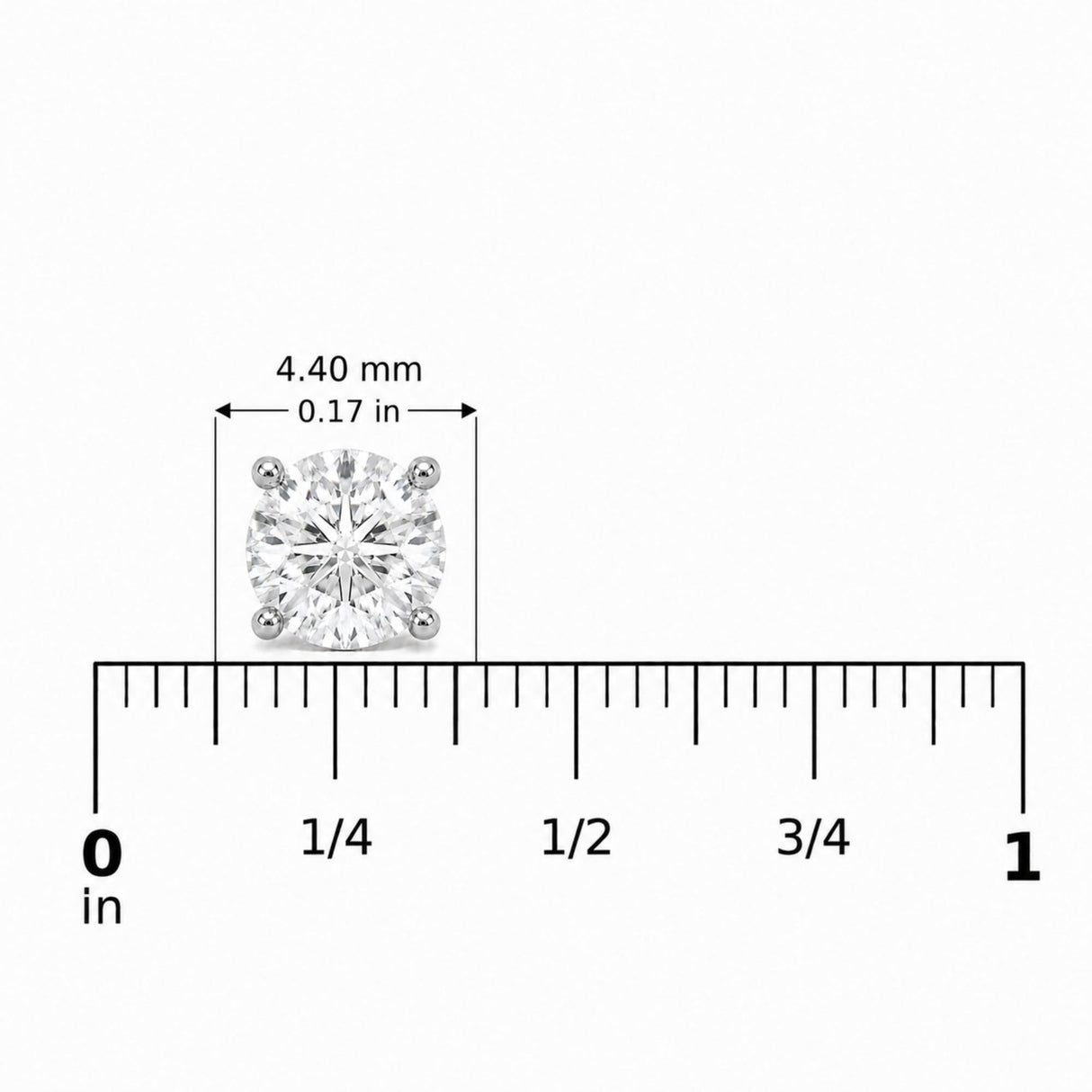14K Gold Round Lab Grown Diamond Solitaire Stud Earrings with Screw Backs