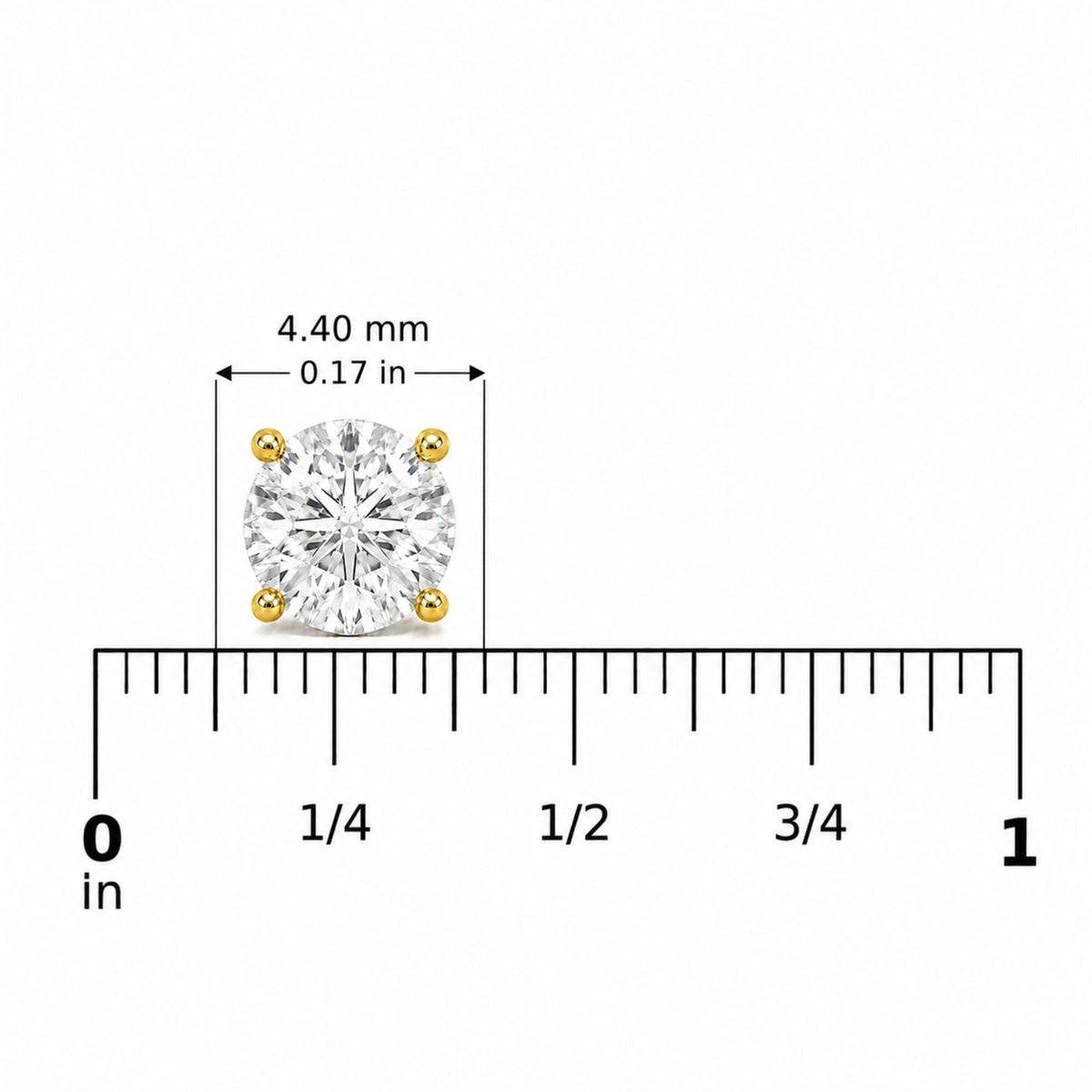 14K Gold Round Lab Grown Diamond Solitaire Stud Earrings with Screw Backs