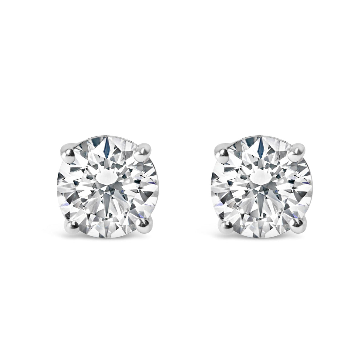 14K Gold Round Lab Grown Diamond Solitaire Stud Earrings with Screw Backs