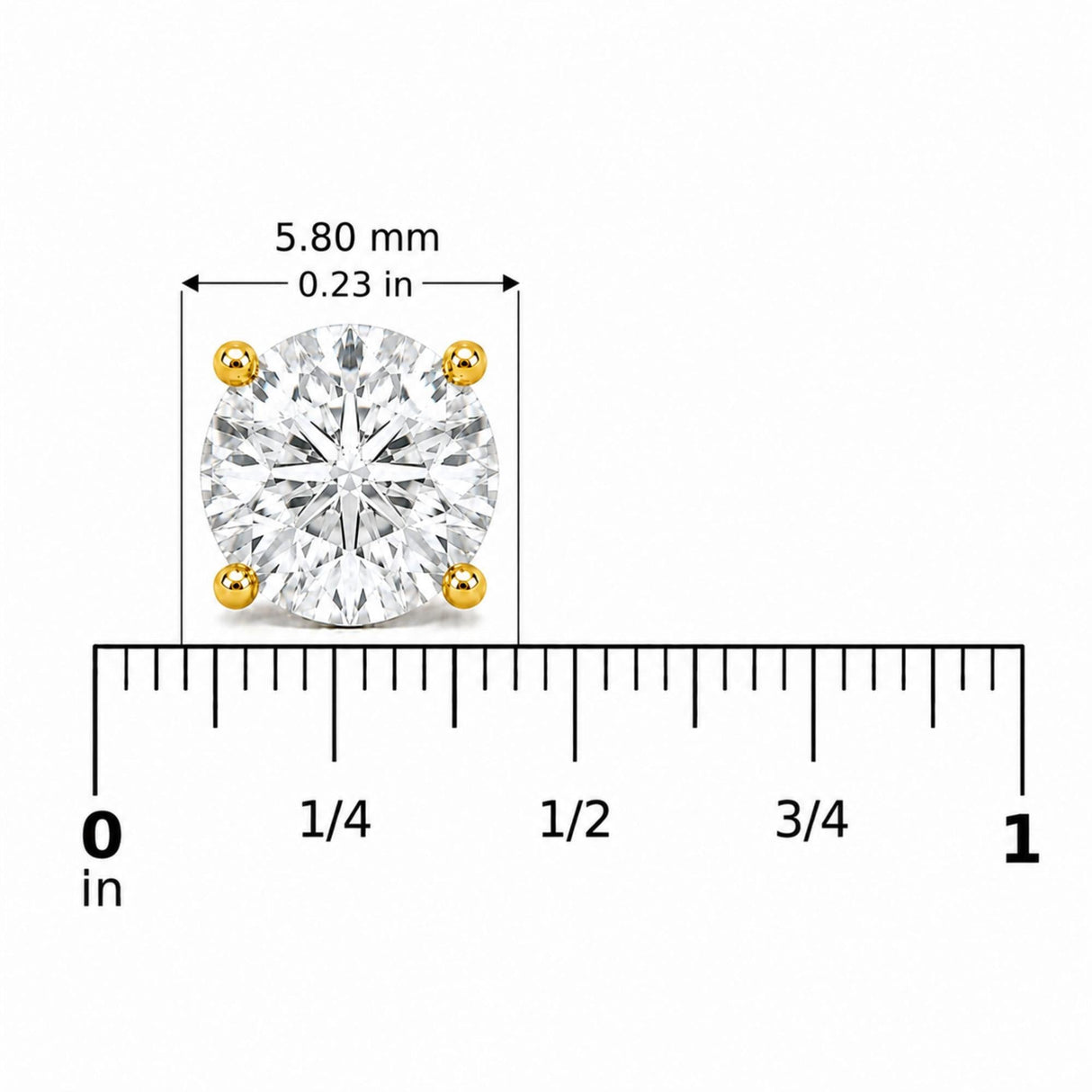 14K Gold Round Lab Grown Diamond Solitaire Stud Earrings with Screw Backs