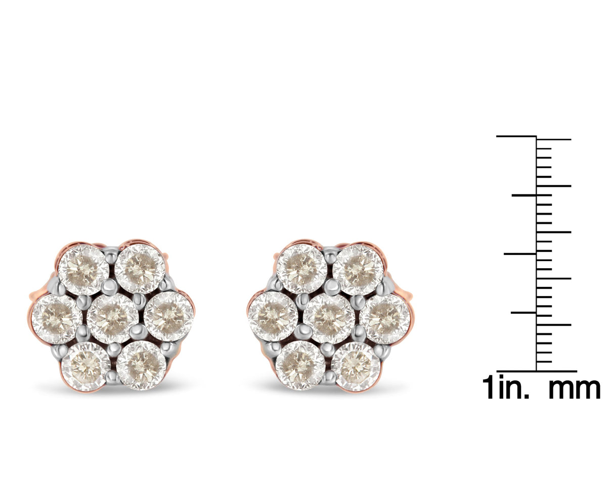 10K Rose Gold Diamond Floral Stud Earrings (0.5 cttw, J-K Color, I1-I2 Clarity)