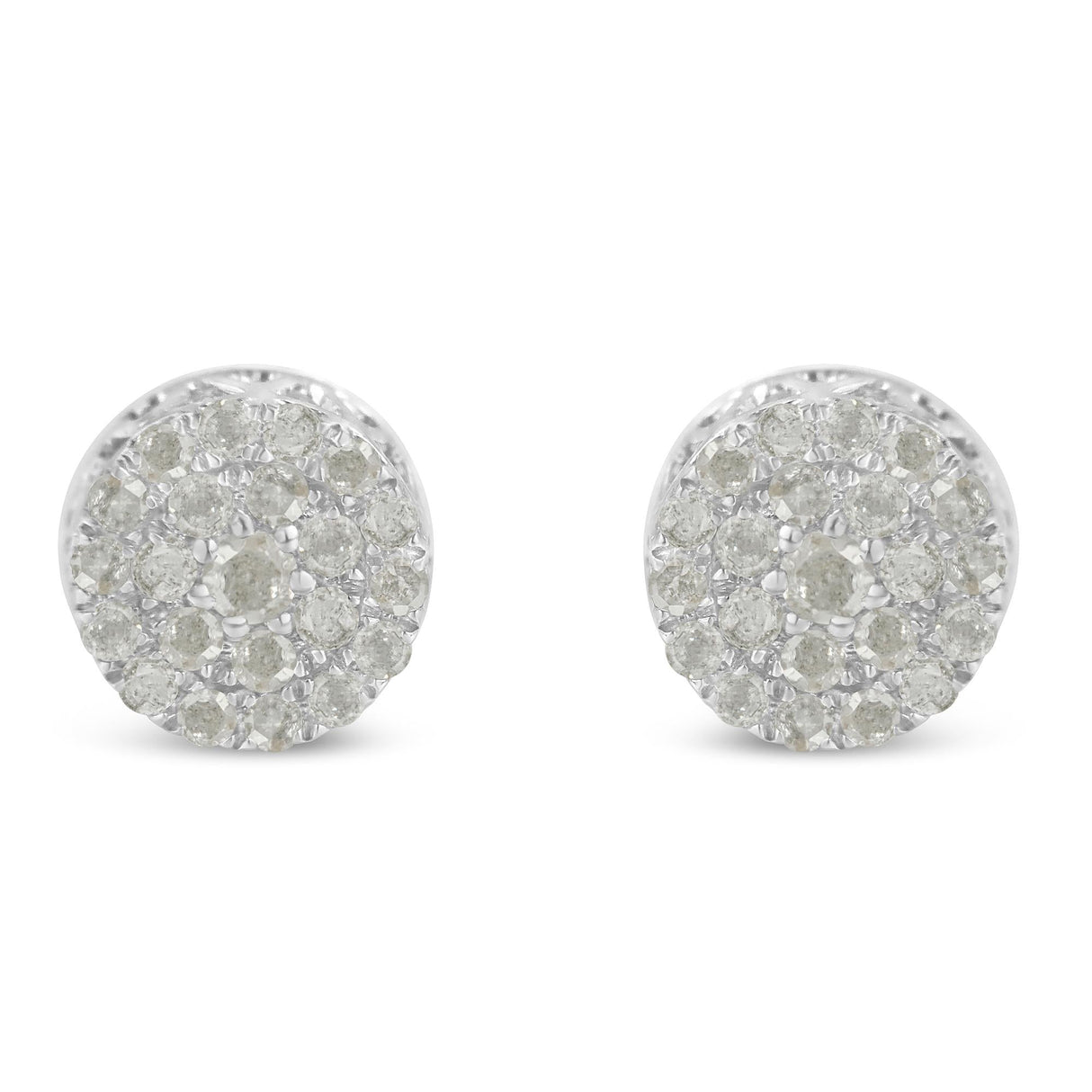10k White Gold Diamond Cluster Stud Earrings (0.5 cttw, I-J Color, I2-I3 Clarity)