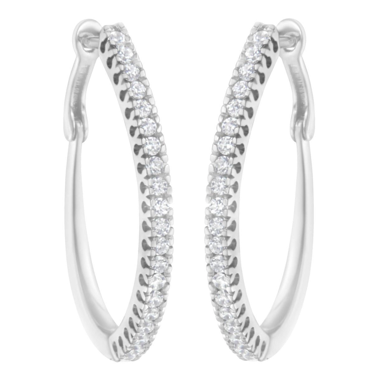 10KT White Gold 1/2 cttw Diamond Hoop Earrings (I-J, I2-I3)