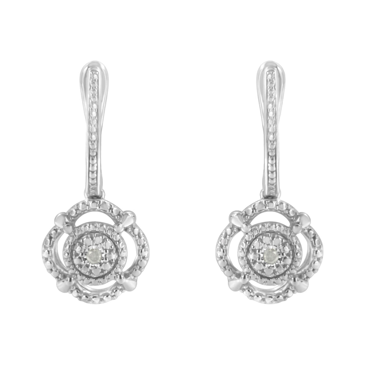 .925 Sterling Silver Miracle-Set Diamond Accent Drop and Dangle Earrings (I-J Color, I3 Clarity)