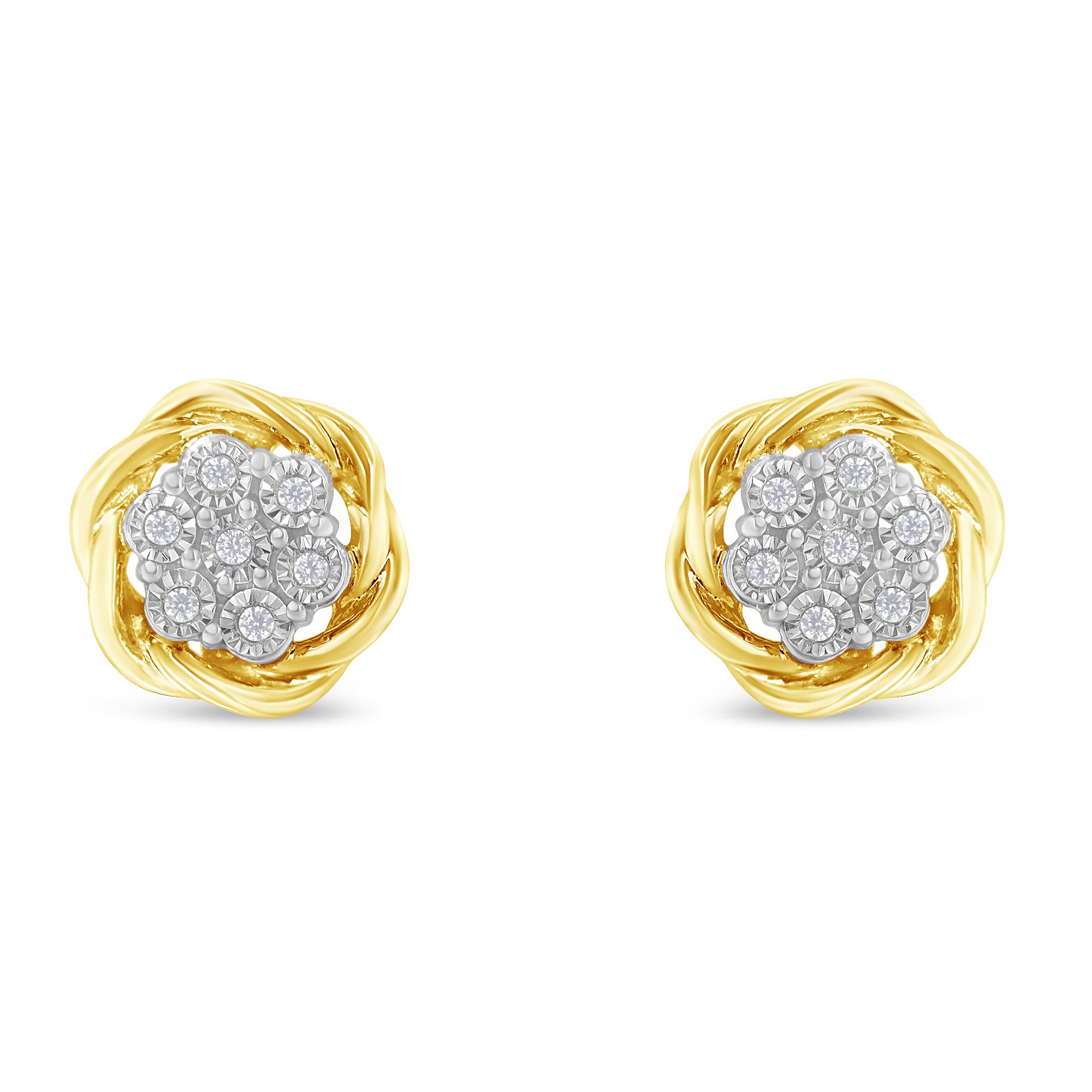 Yellow-Gold-Plated-Sterling-Silver-Diamond-Rose-Stud-Earrings-(0.15-Cttw,-I-J-Color,-I2-I3-Clarity)-Earrings