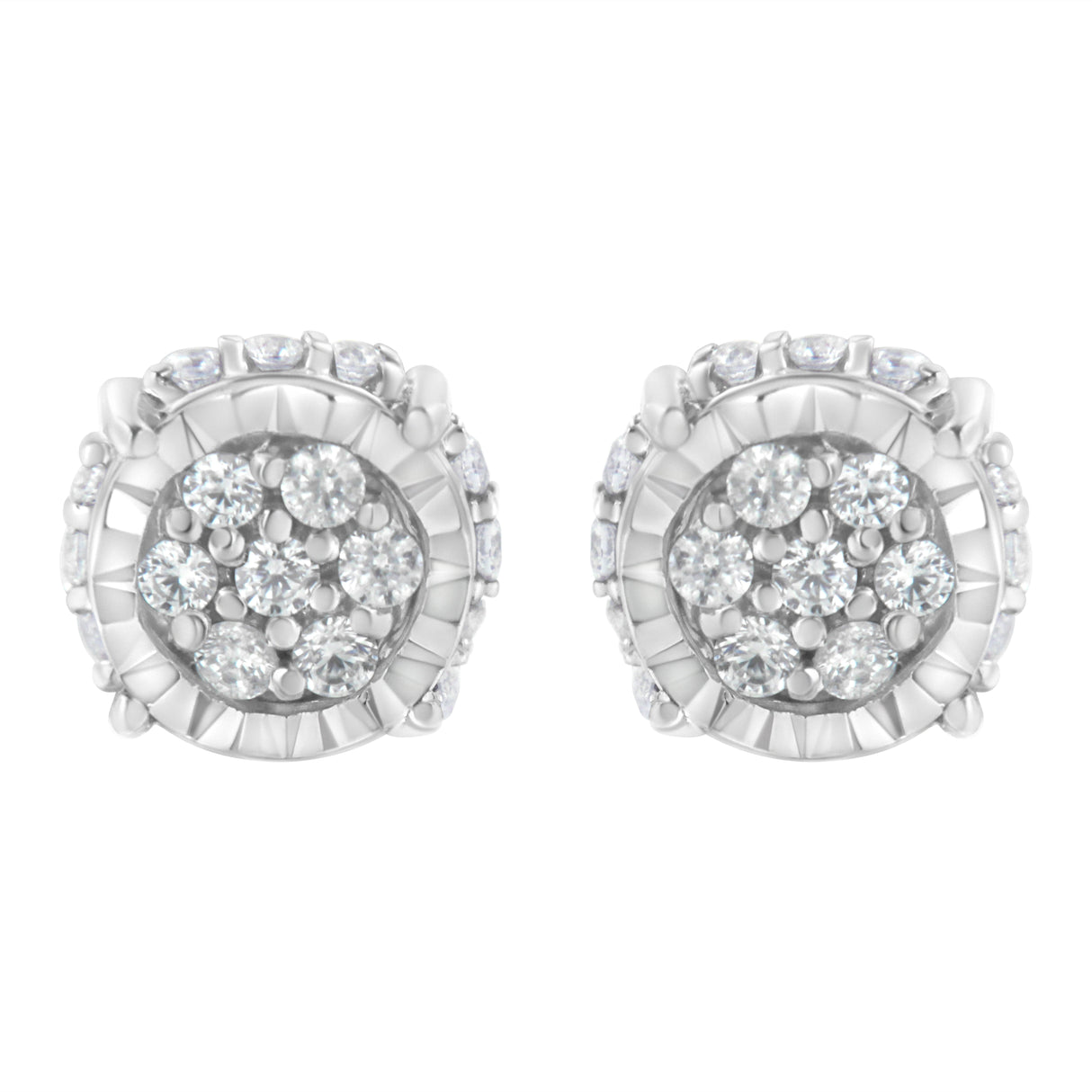 .925 Sterling Silver 1/3 cttw Round-cut Diamond Floral Stud Earring (I-J Clarity, I3 Color)