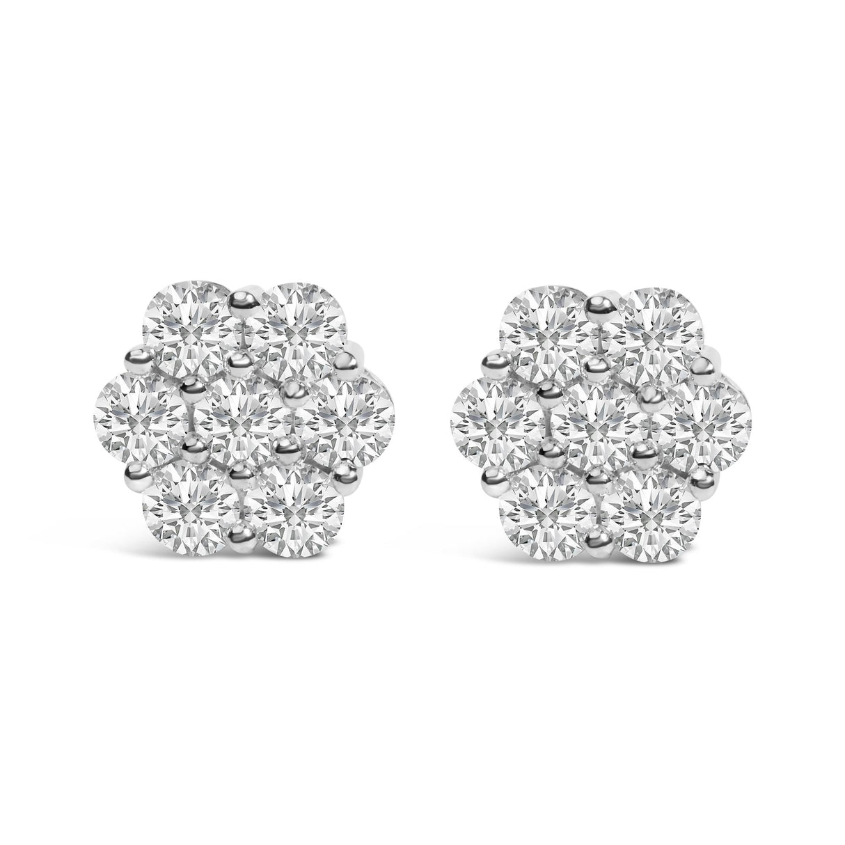 14K White Gold 4 cttw Diamond Flower Earring (H-I Clarity, SI2-I1 Color)