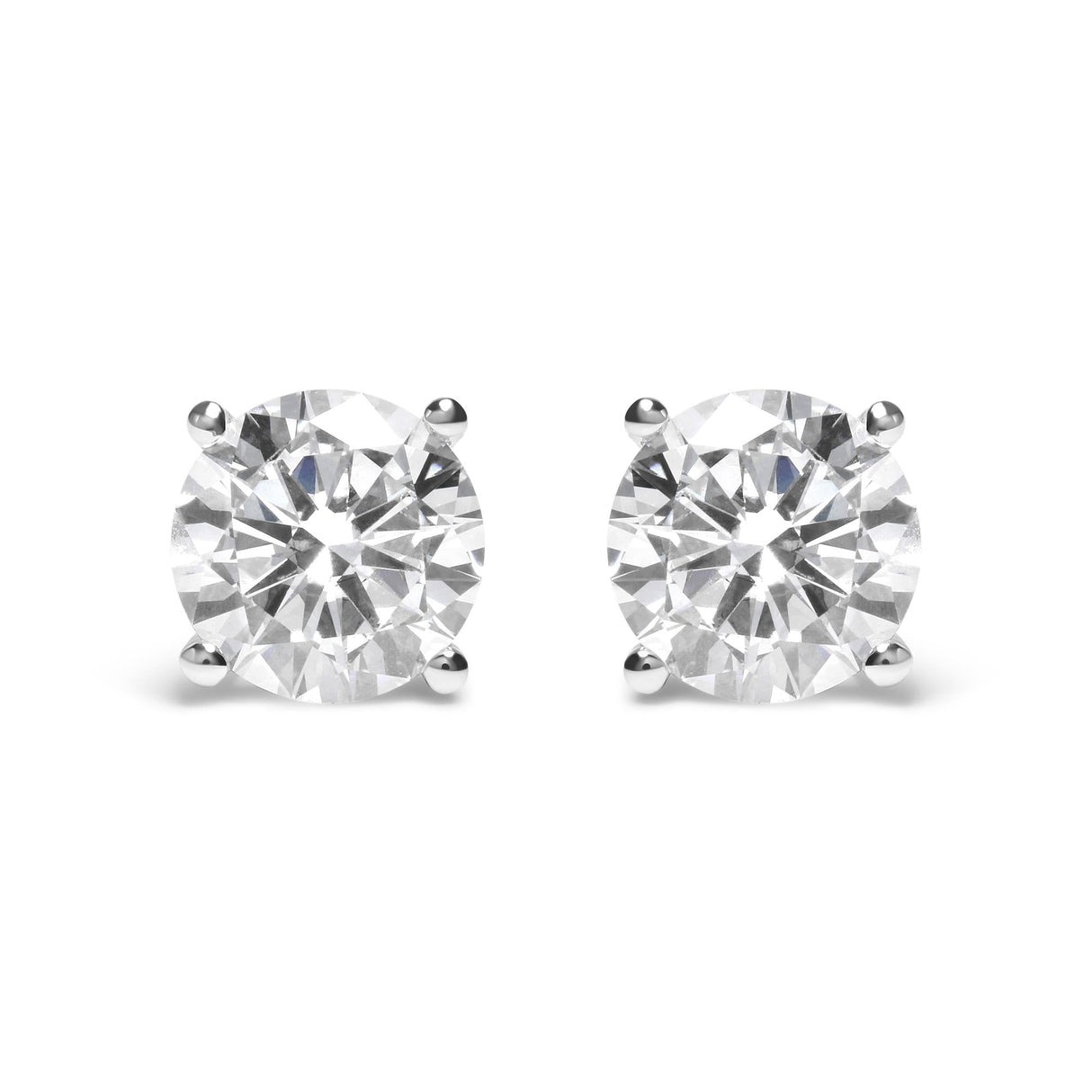 14K Gold Round Lab Grown Diamond Solitaire Stud Earrings with Screw Backs