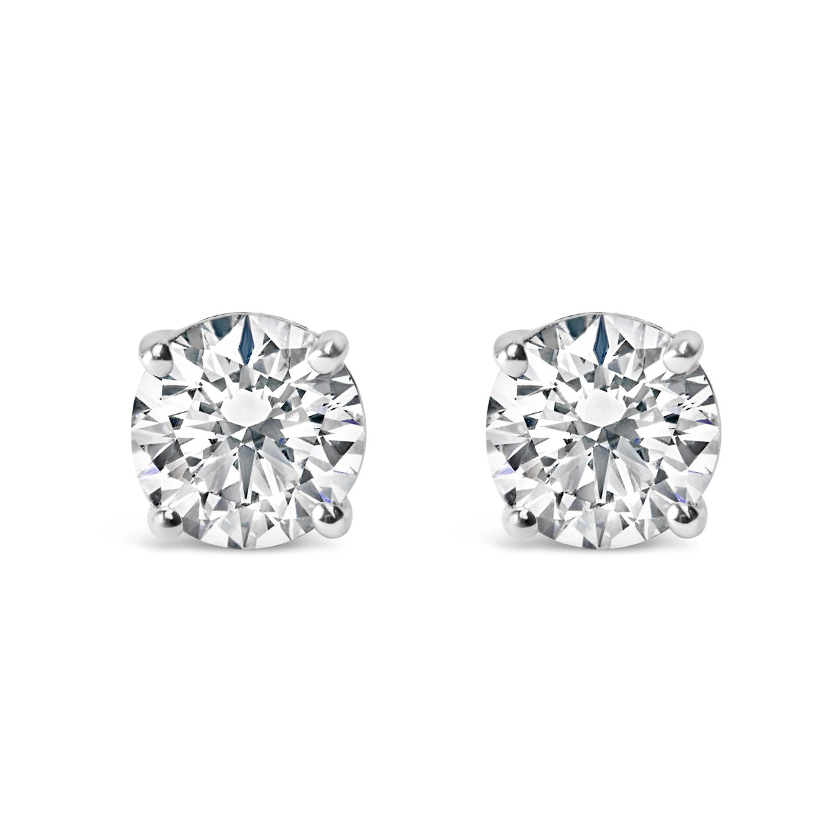 14K Gold Round Lab Grown Diamond Solitaire Stud Earrings with Screw Backs