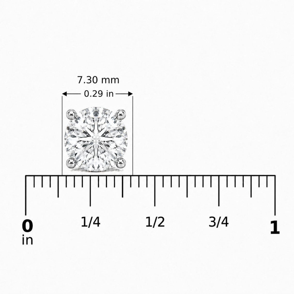 14K Gold Round Lab Grown Diamond Solitaire Stud Earrings with Screw Backs