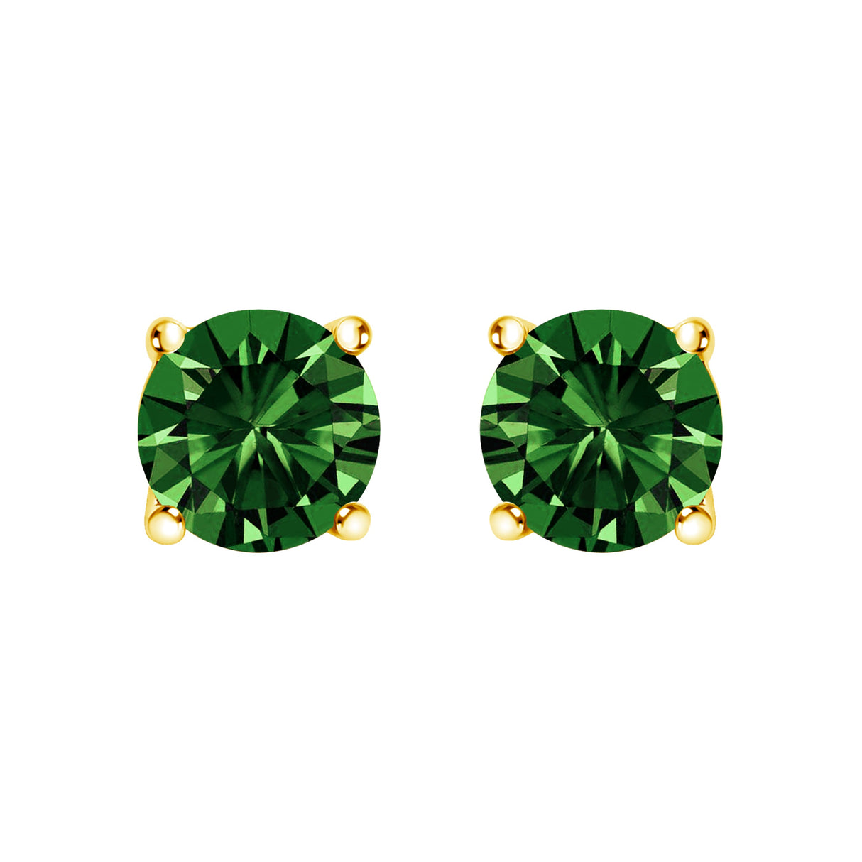14K White Gold 1.0 Cttw Lab Grown Green Diamond Classic Solitaire Stud Earrings