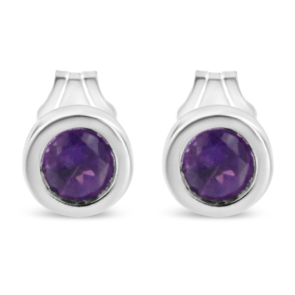 .925 Sterling Silver Bezel Set 3.5mm Created Red Ruby Gemstone Solitaire Stud Earrings