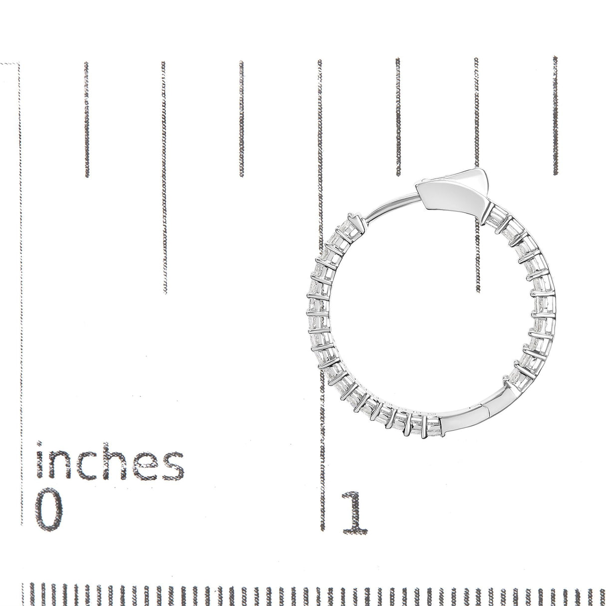 14K White Gold Natural Princess Cut Diamond Inside Out Hoop Earrings (G-H Color, SI2-I1 Clarity)