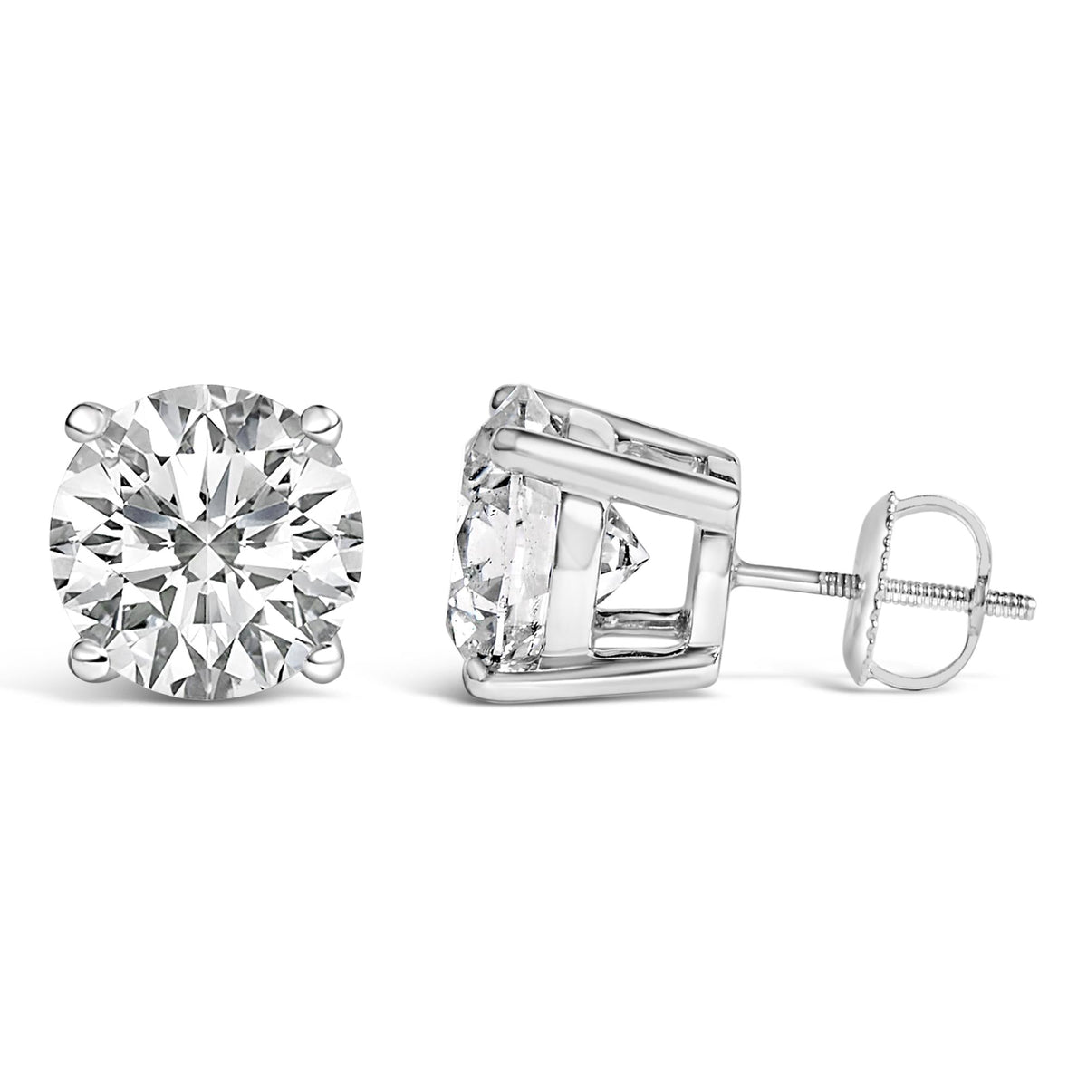 14K Gold Round Lab Grown Diamond Solitaire Stud Earrings with Screw Backs