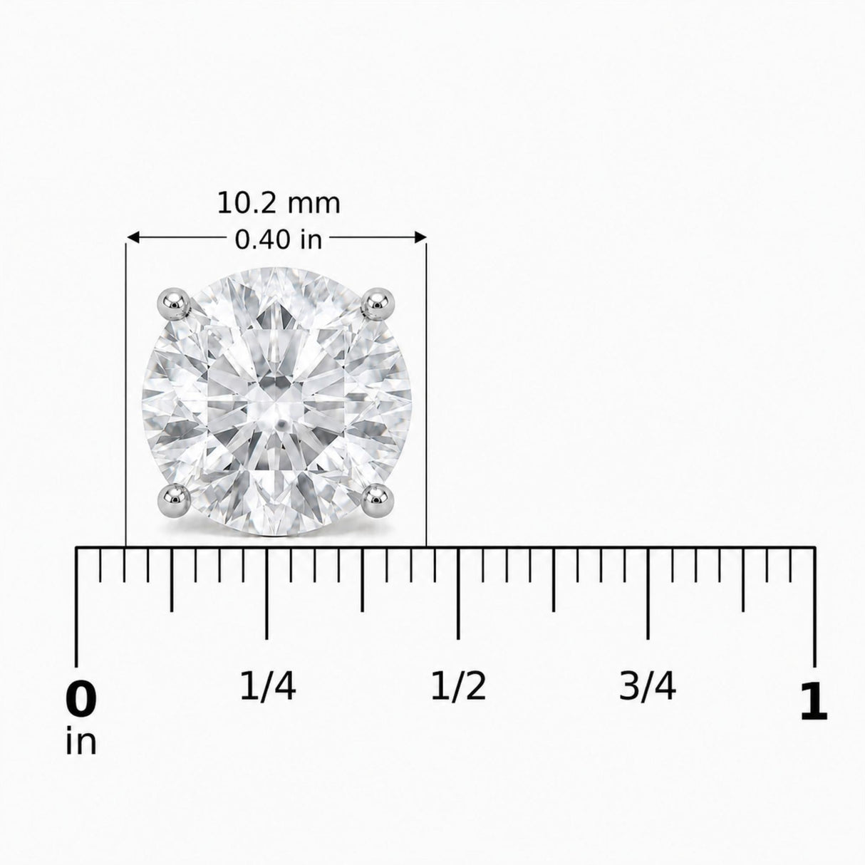14K Gold Round Lab Grown Diamond Solitaire Stud Earrings with Screw Backs