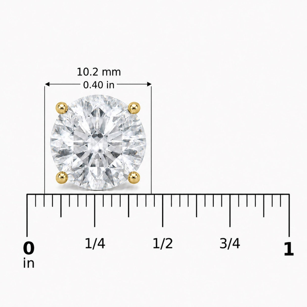 14K Gold Round Lab Grown Diamond Solitaire Stud Earrings with Screw Backs