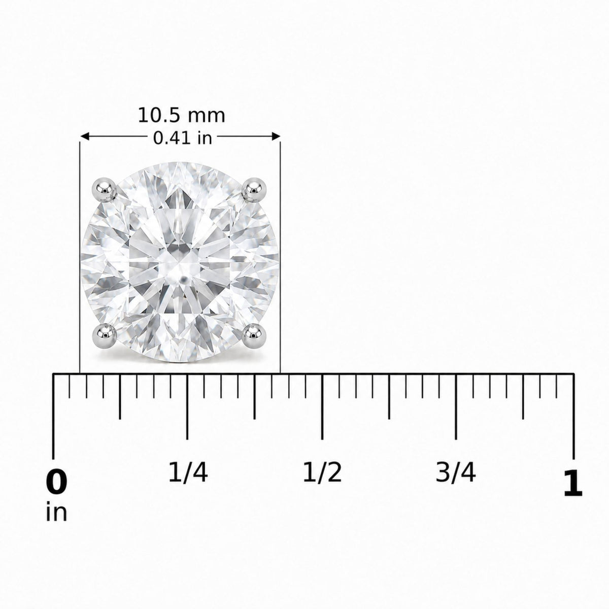 14K Gold Round Lab Grown Diamond Solitaire Stud Earrings with Screw Backs