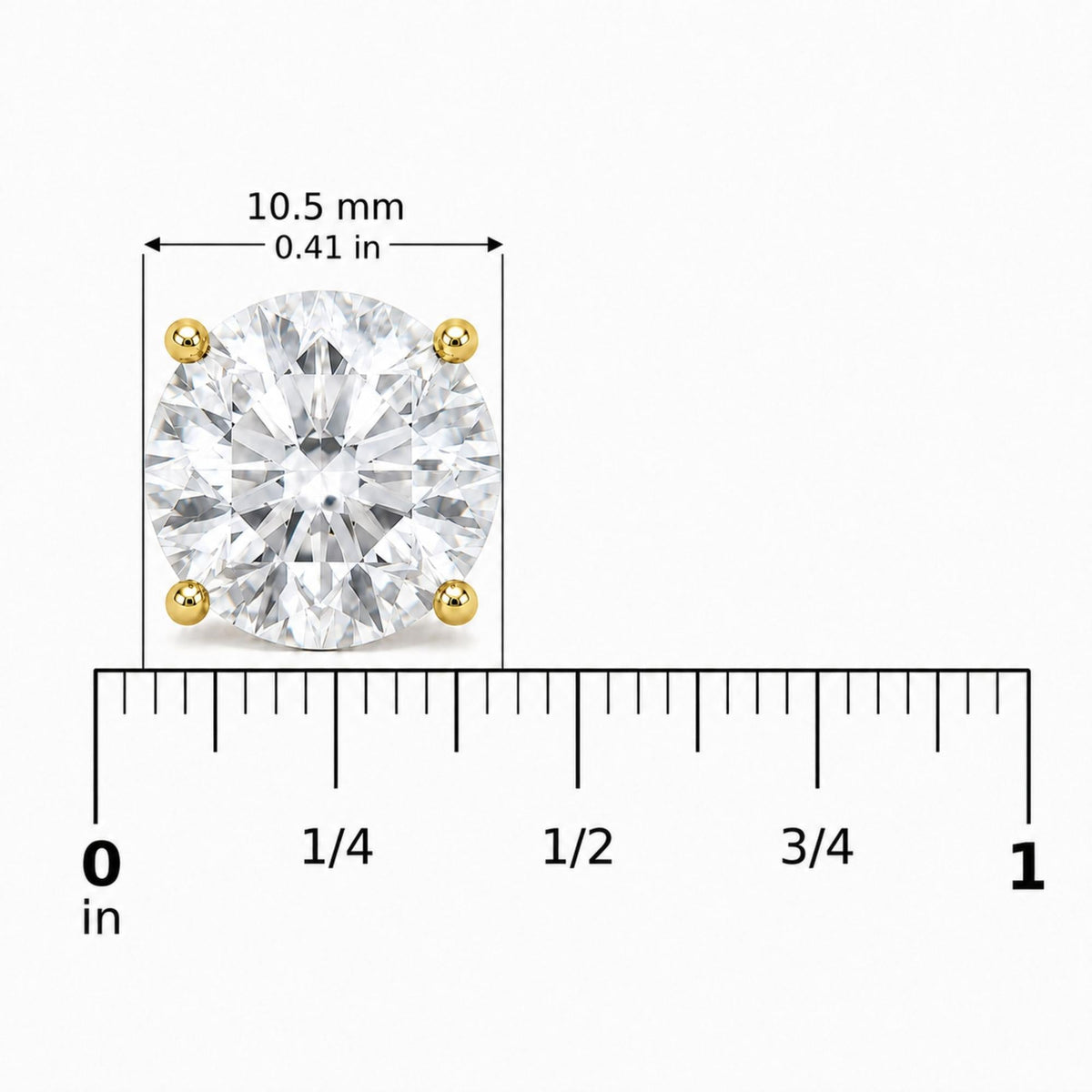 14K Gold Round Lab Grown Diamond Solitaire Stud Earrings with Screw Backs
