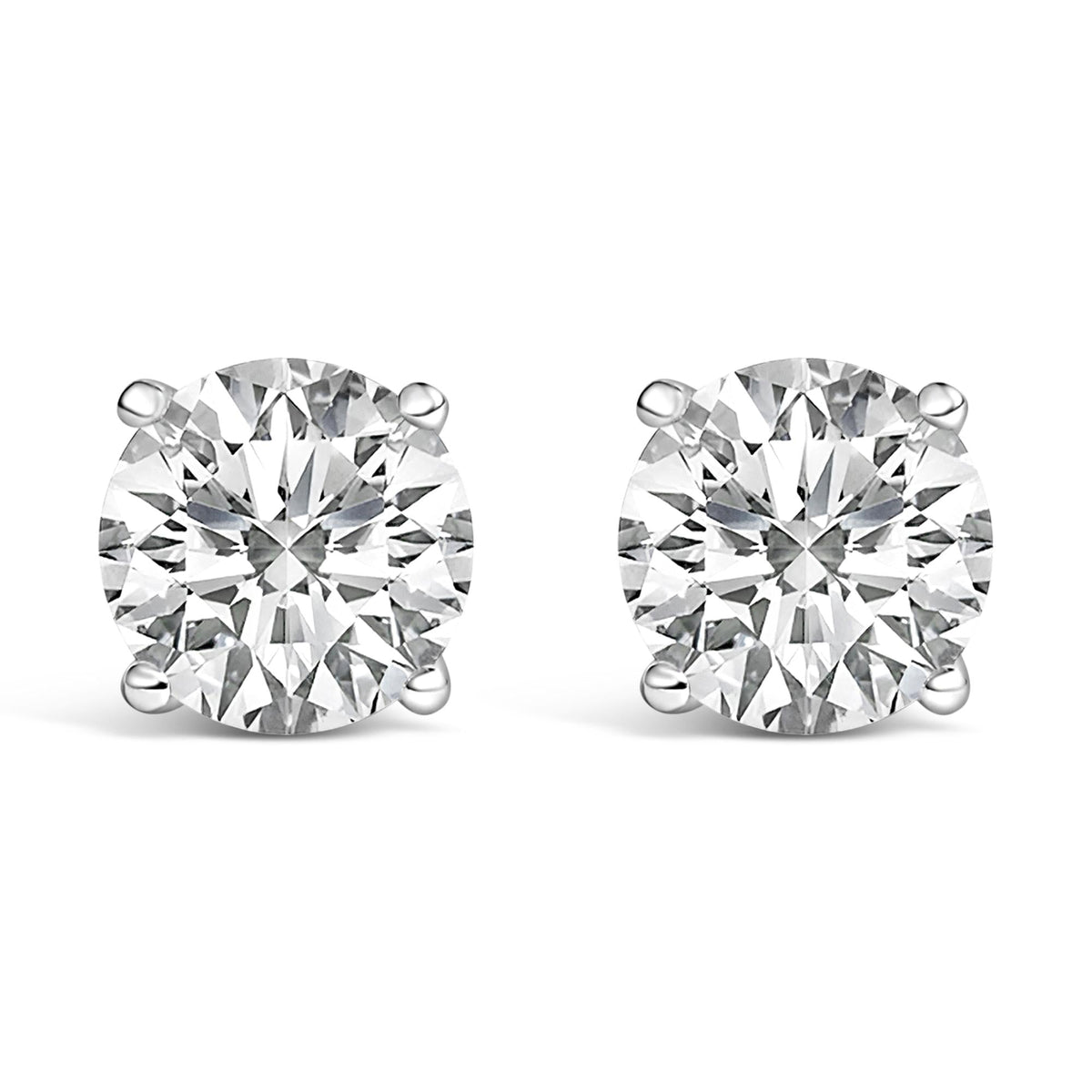 14K Gold Round Lab Grown Diamond Solitaire Stud Earrings with Screw Backs