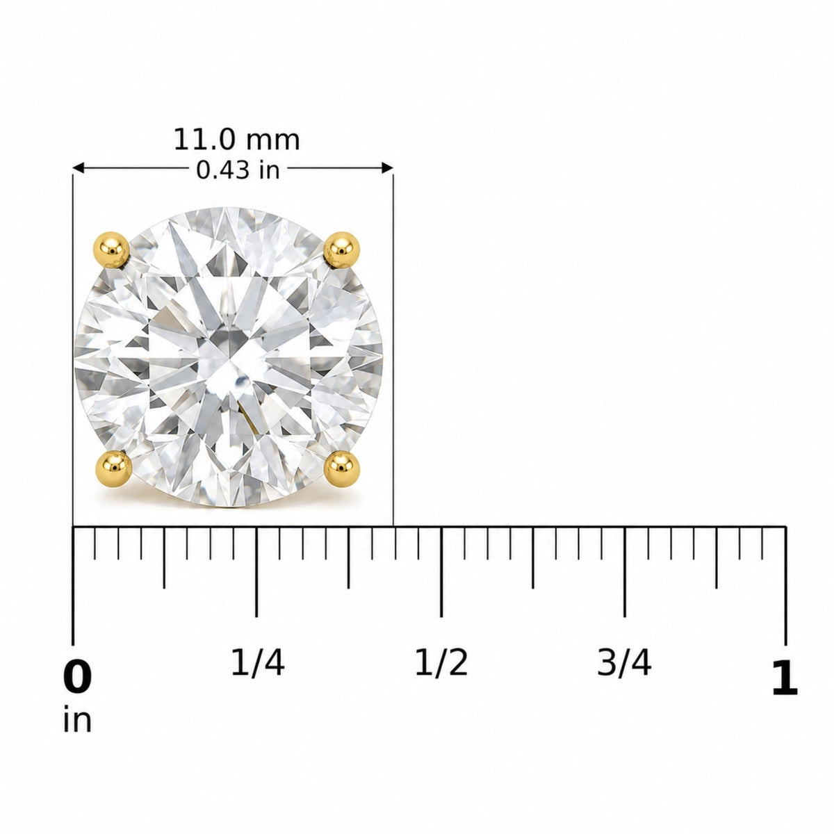 14K Gold Round Lab Grown Diamond Solitaire Stud Earrings with Screw Backs