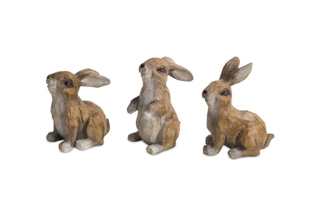 Carved-Stone-Garden-Rabbit-Figurine-(Set-of-6)-Garden-Decor
