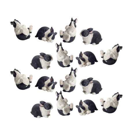 Black-and-White-Playful-Rabbit-Figurine-(Set-of-16)-Figurines