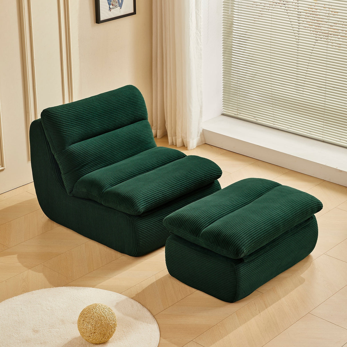 Modern Compressed Lounge Chair with OttomanCozy Corduroy Recliner