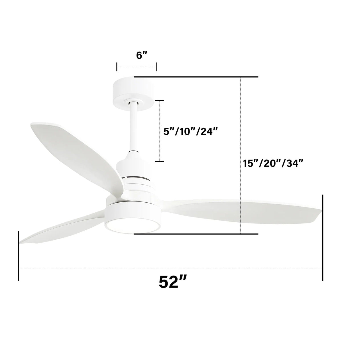 Ceiling Fan with Reversible DC Motor, LED Light & Remote Control - Dark Brown or White