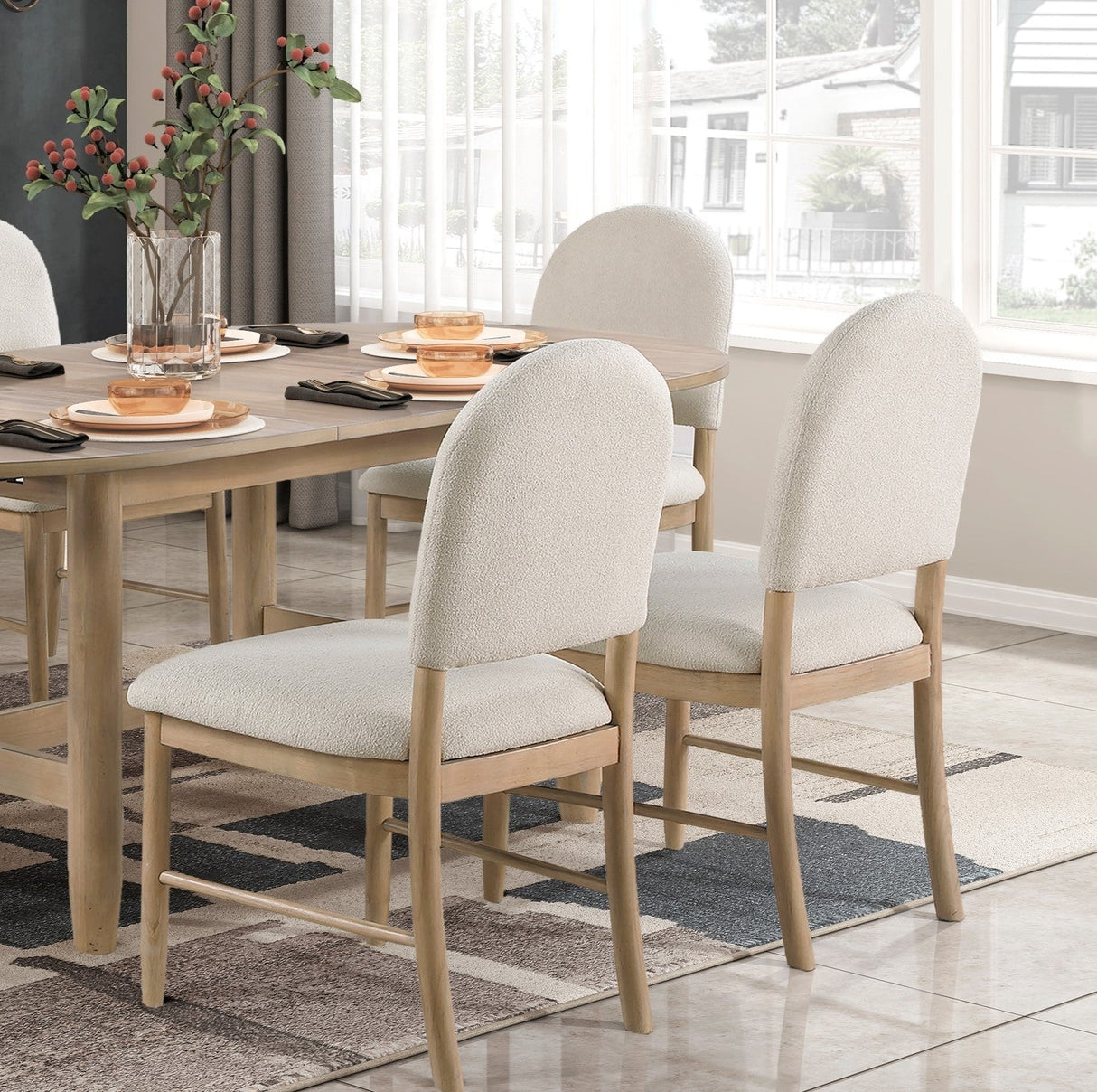 Natural Finish Dining Chairs, Set of 2