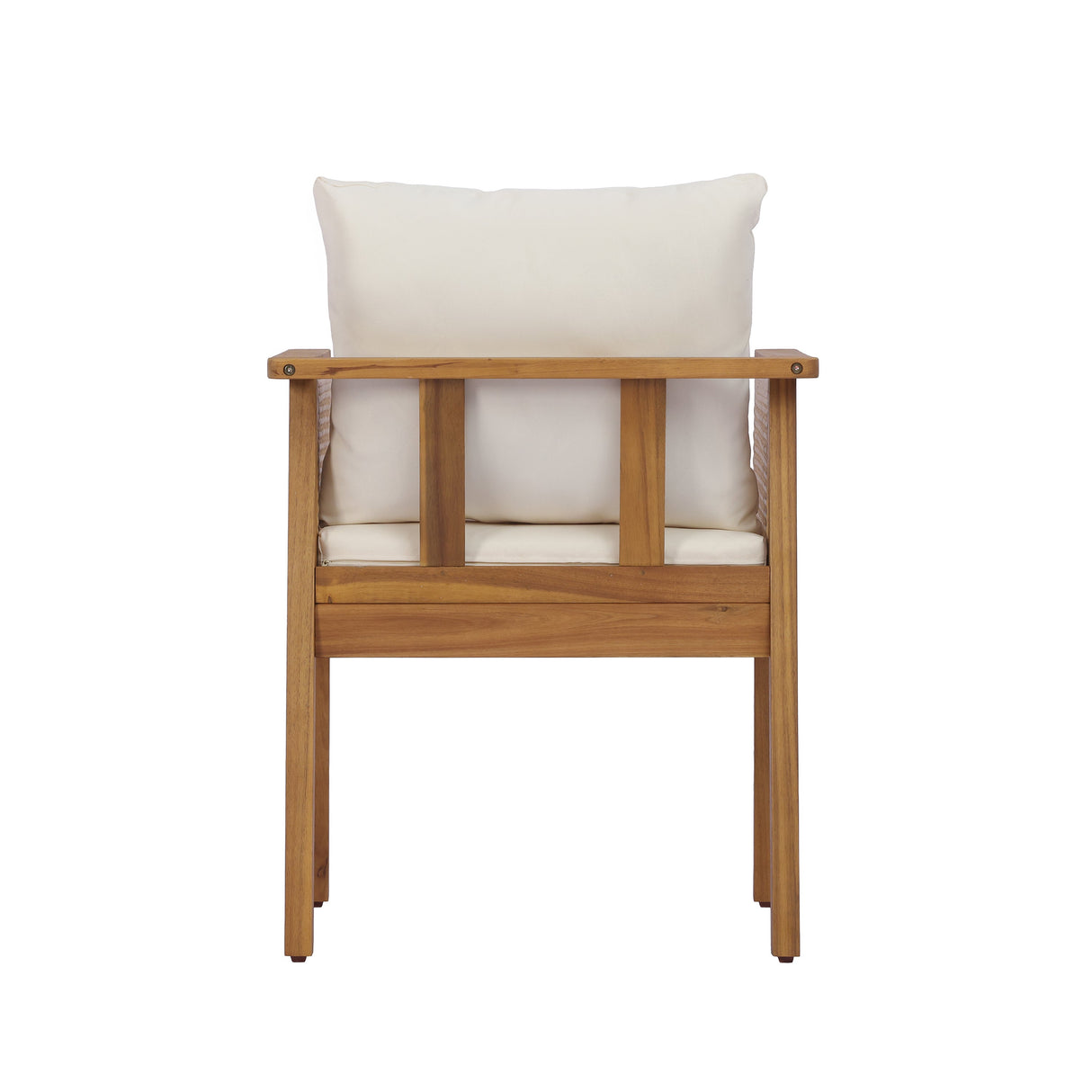 Outdoor Dining Chairs Set of 2 with Acacia Wood and Washable Cushions