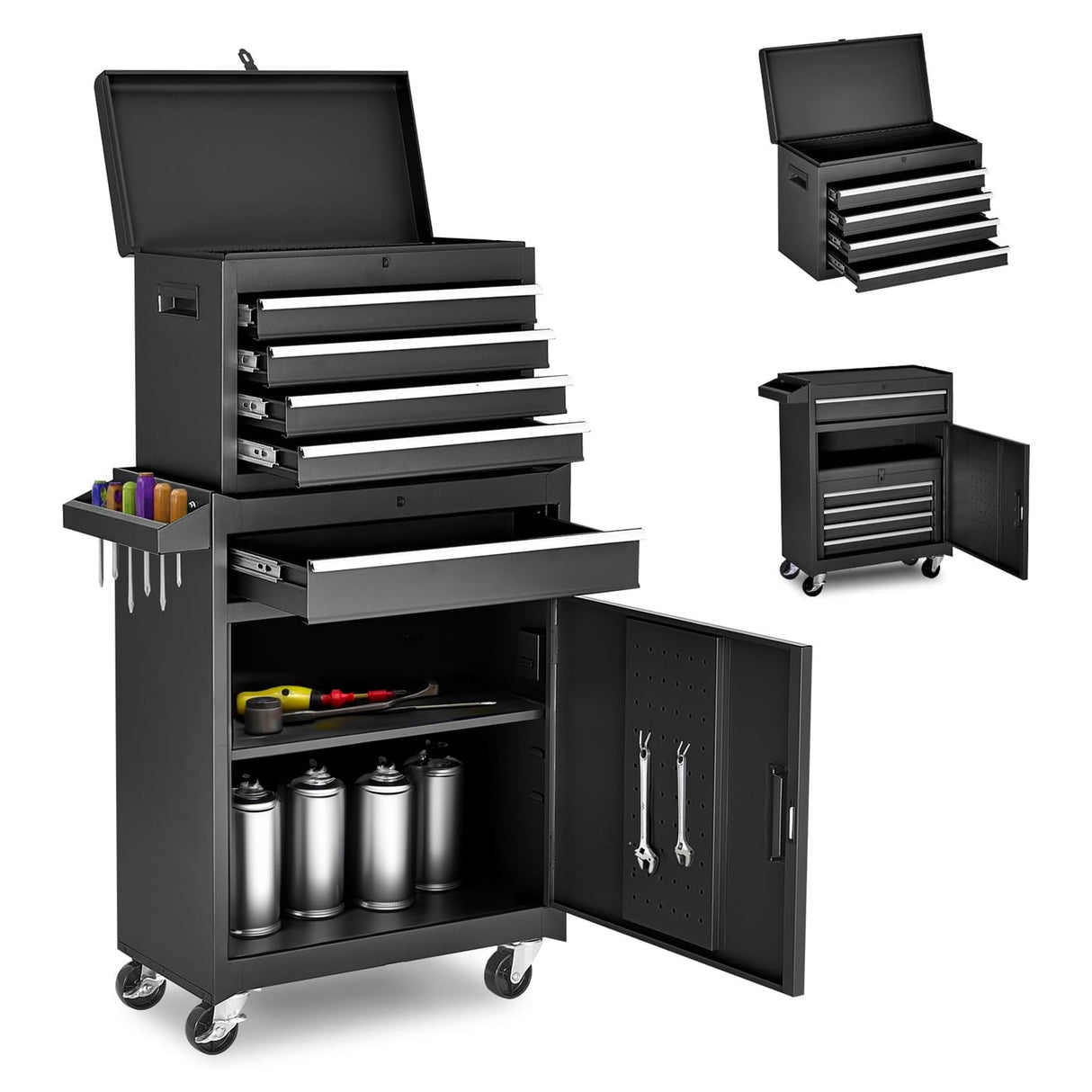 5-Drawer Rolling Tool Storage Cabinet with Detachable Top Toolbox
