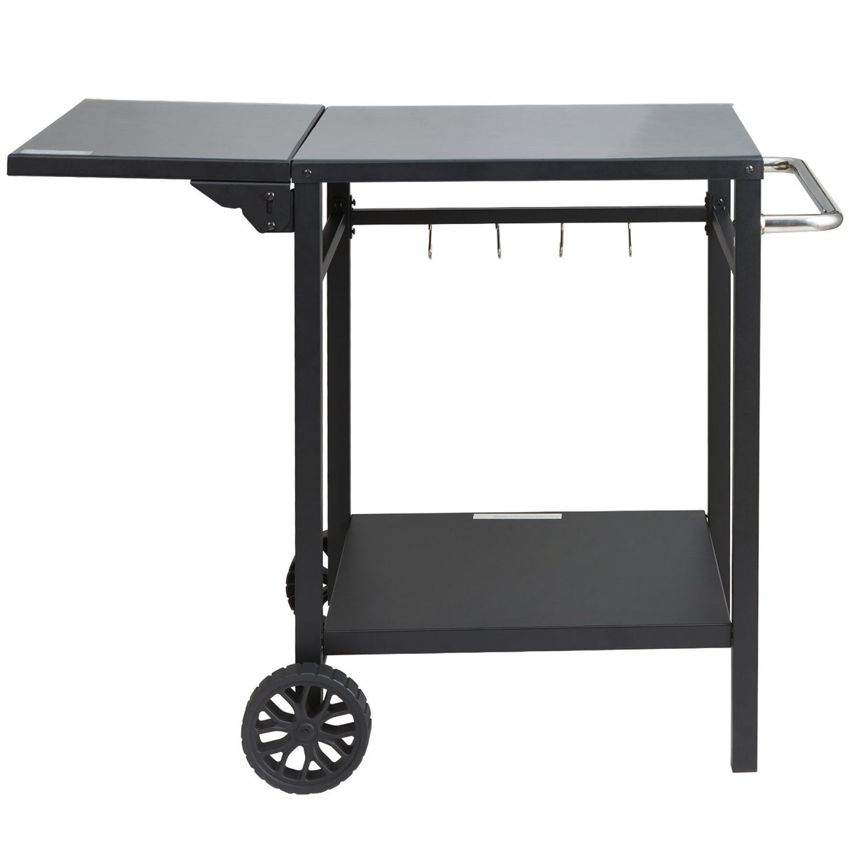 Outdoor Grill Dining Cart with Double-Shelf and Foldable Tabletop
