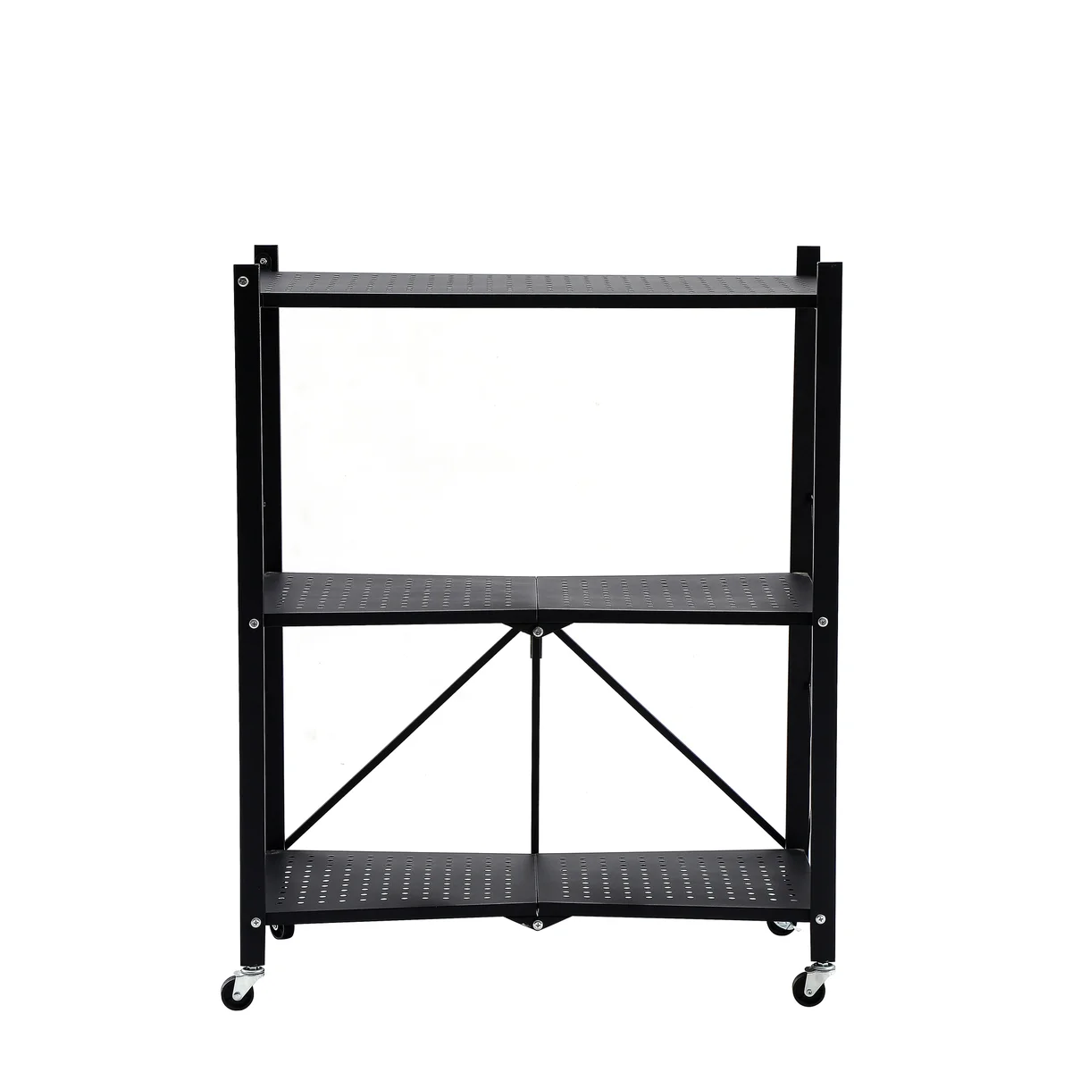 Assembled Black Foldable Metal Storage Shelving Unit