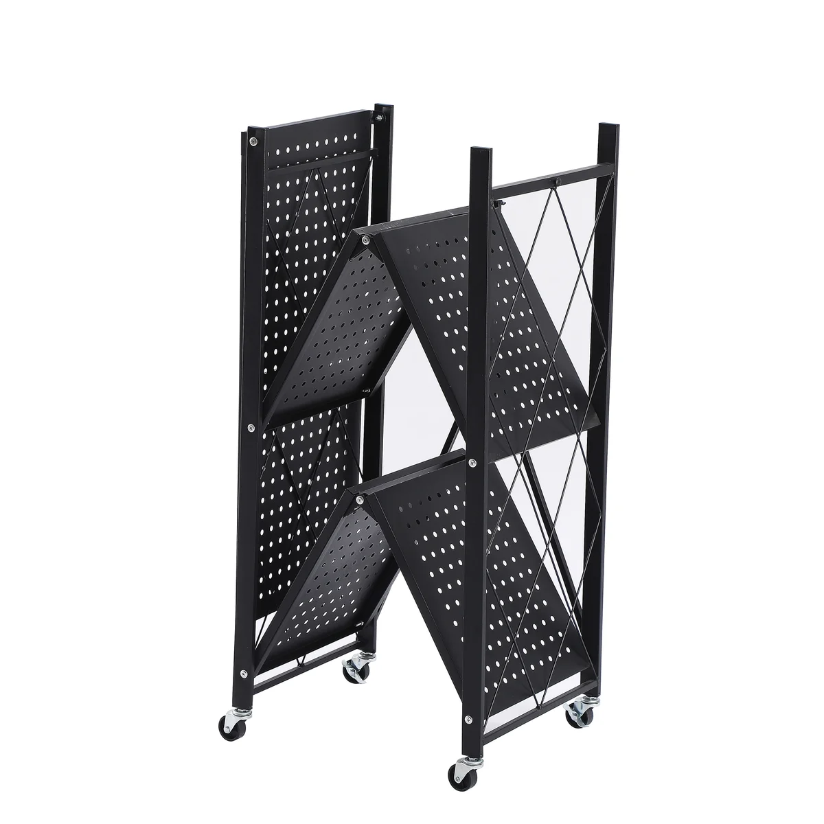 Assembled Black Foldable Metal Storage Shelving Unit