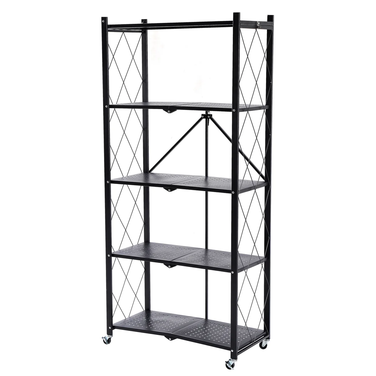 Assembled Black Foldable Metal Storage Shelving Unit