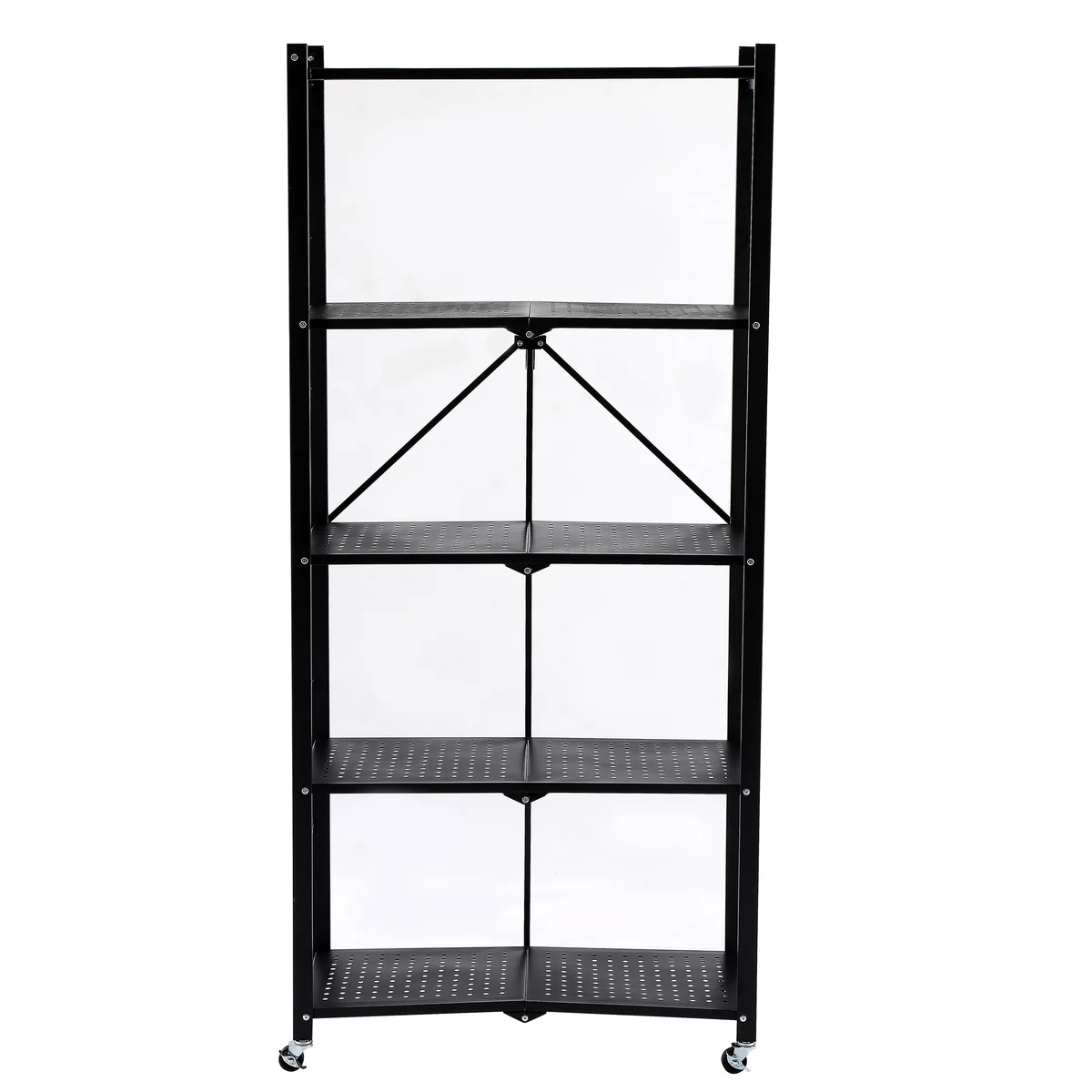 Assembled Black Foldable Metal Storage Shelving Unit