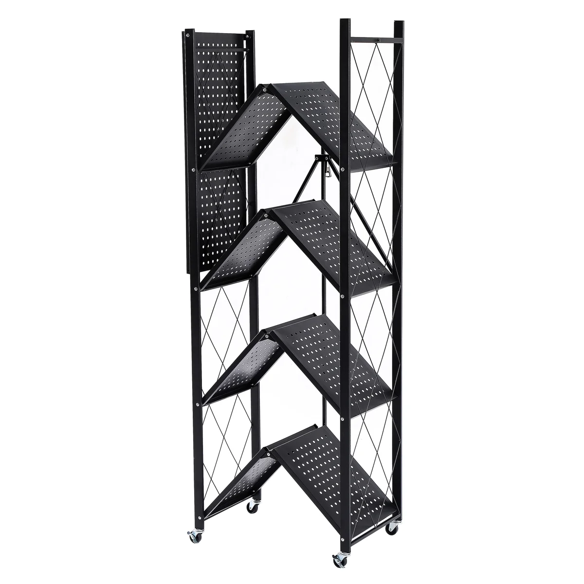 Assembled Black Foldable Metal Storage Shelving Unit