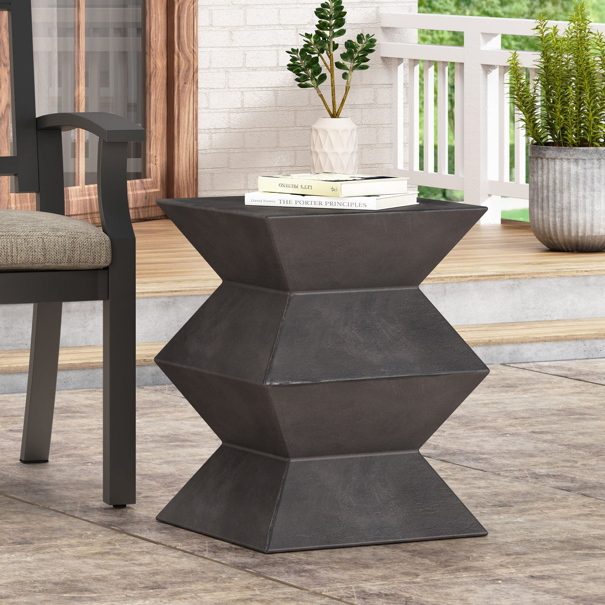 Outdoor Lightweight Concrete Side Table - Copper