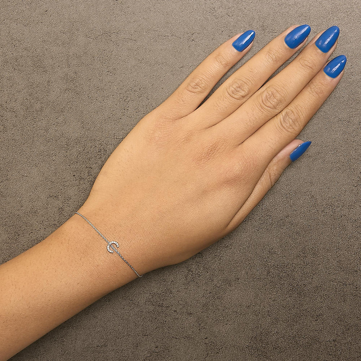 10K White Gold Diamond Accent "A-Z" Initial Charm and Link Bracelet