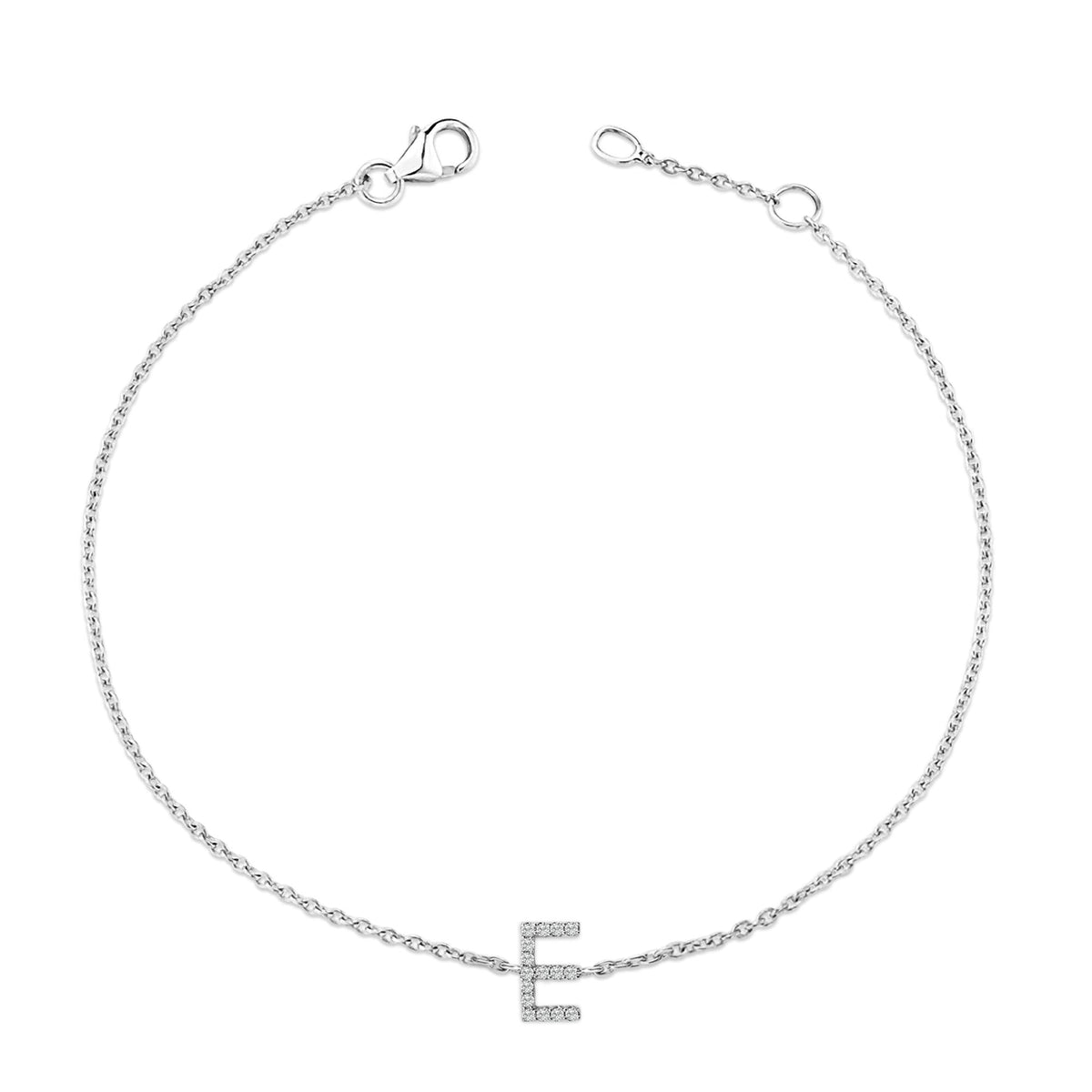 10K White Gold Diamond Accent "A-Z" Initial Charm and Link Bracelet