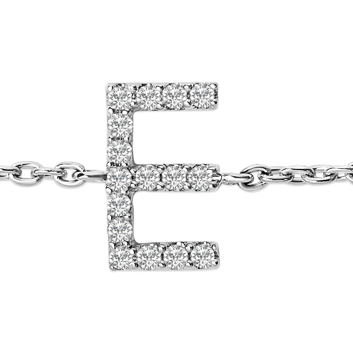 10K White Gold Diamond Accent "A-Z" Initial Charm and Link Bracelet
