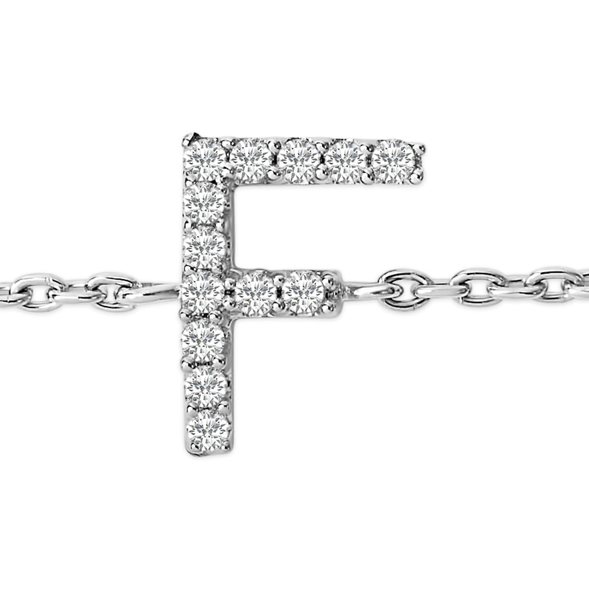 10K White Gold Diamond Accent "A-Z" Initial Charm and Link Bracelet