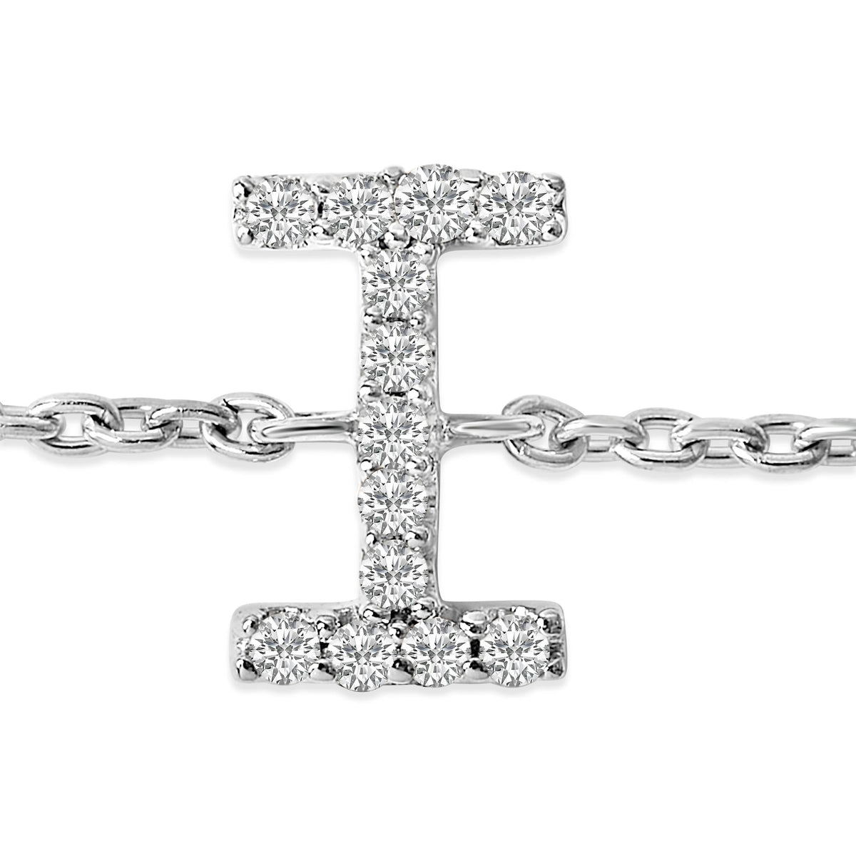 10K White Gold Diamond Accent "A-Z" Initial Charm and Link Bracelet