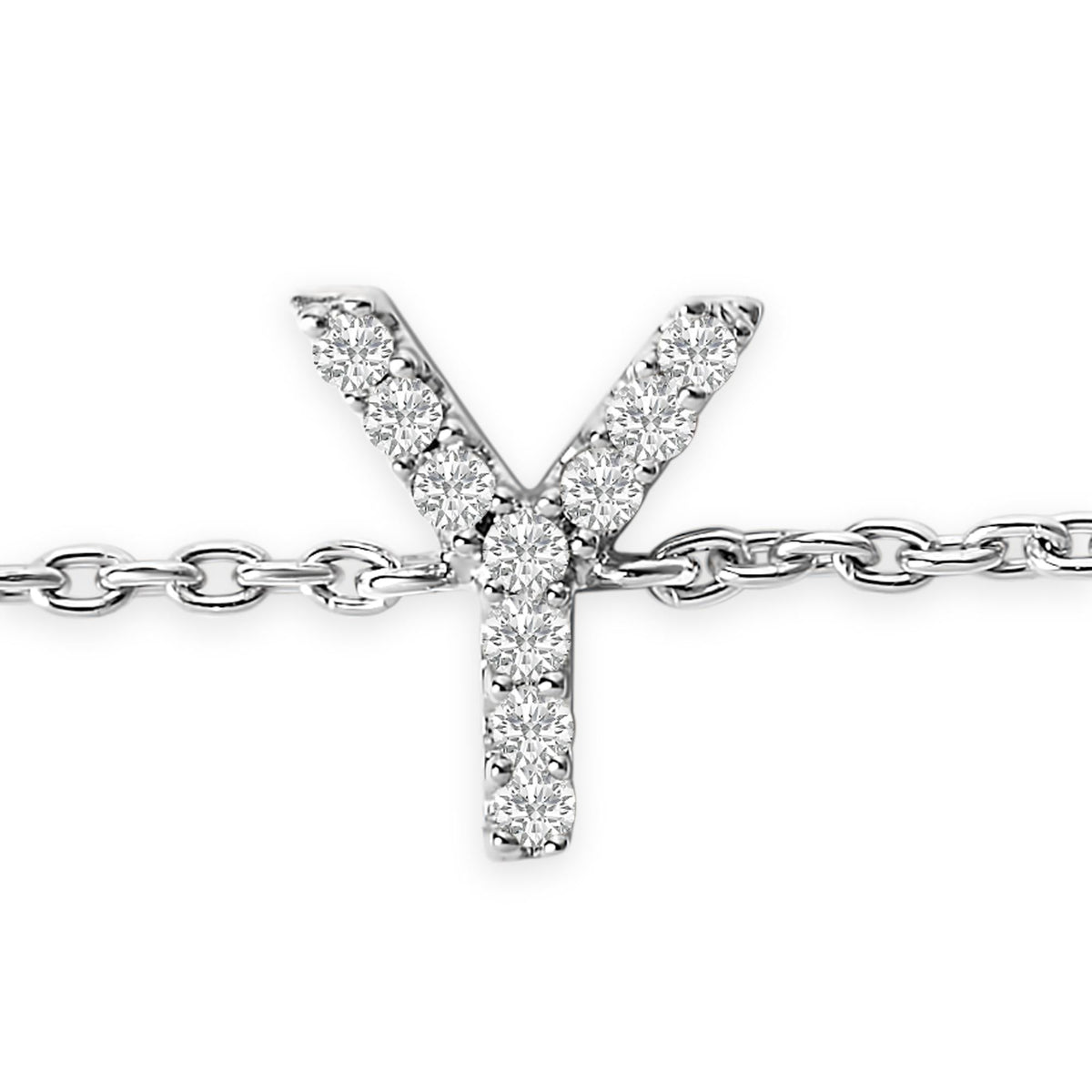 10K White Gold Diamond Accent "A-Z" Initial Charm and Link Bracelet